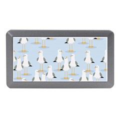 Cute Seagulls Seamless Pattern Light Blue Background Memory Card Reader (mini) by Wegoenart