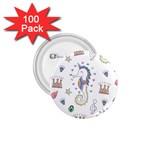 Seamless Pattern Cute Unicorn Cartoon Hand Drawn 1.75  Buttons (100 pack)  Front