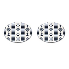 Nautical Seamless Pattern Vector Illustration Cufflinks (oval) by Wegoenart