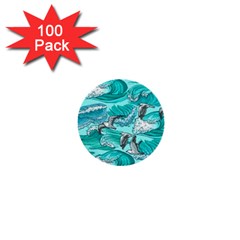 Sea Waves Seamless Pattern 1  Mini Buttons (100 Pack)  by Wegoenart