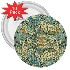 Light Colors Ethnic Decorative Pattern Batik 3  Buttons (10 Pack)  by Wegoenart