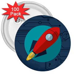 Rocket With Science Related Icons Image 3  Buttons (100 Pack)  by Vaneshart