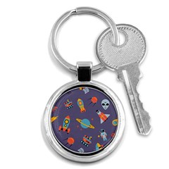 Space Seamless Pattern Key Chain (round) by Vaneshart