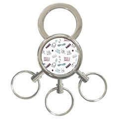 Music Themed Doodle Seamless Background 3-ring Key Chain by Vaneshart