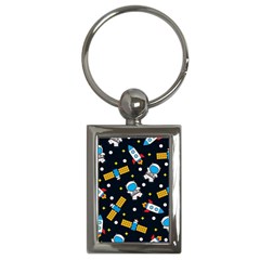 Seamless Adventure Space Vector Pattern Background Key Chain (rectangle) by Vaneshart