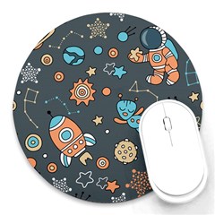 Space Seamless Pattern Round Mousepads by Vaneshart