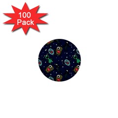 Monster Alien Pattern Seamless Background 1  Mini Buttons (100 Pack)  by Vaneshart