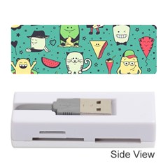 Seamless Pattern With Funny Monsters Cartoon Hand Drawn Characters Unusual Creatures Memory Card Reader (stick) by Vaneshart