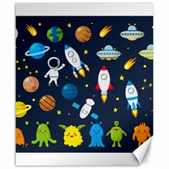 Big Set Cute Astronauts Space Planets Stars Aliens Rockets Ufo Constellations Satellite Moon Rover V Canvas 20  X 24  by Vaneshart