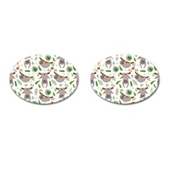 Seamless Pattern With Cute Sloths Cufflinks (oval) by Vaneshart