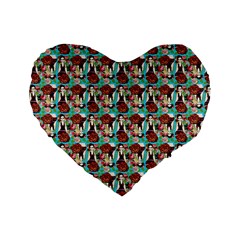 Swimmer 20s Blue Standard 16  Premium Flano Heart Shape Cushions by snowwhitegirl