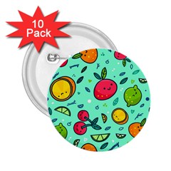 Various Fruits With Faces Seamless Pattern 2 25  Buttons (10 Pack)  by Vaneshart