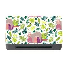Cute Sloth Sleeping Ice Cream Surrounded By Green Tropical Leaves Memory Card Reader With Cf by Vaneshart