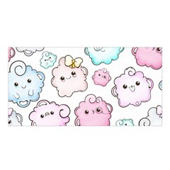 Cute Doodle Cartoon Seamless Pattern Satin Shawl by Vaneshart