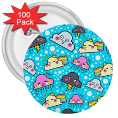 Cloud Seamless Pattern 3  Buttons (100 Pack)  by Vaneshart