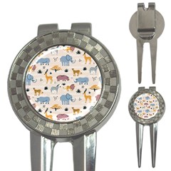 Wild Animals Seamless Pattern 3-in-1 Golf Divots by Vaneshart
