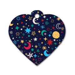 Colorful-background-moons-stars Dog Tag Heart (two Sides) by Vaneshart
