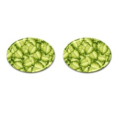 Seamless Pattern With Green Leaves Cufflinks (oval) by Vaneshart