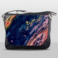 Liquid-abstract-paint-texture Messenger Bag by Vaneshart