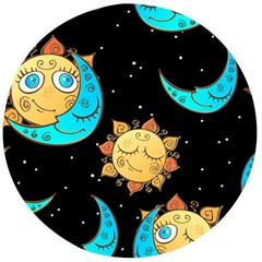 Seamless Pattern With Sun Moon Children Wooden Bottle Opener (round) by BangZart