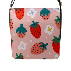 Strawberry Seamless Pattern Flap Closure Messenger Bag (l) by BangZart