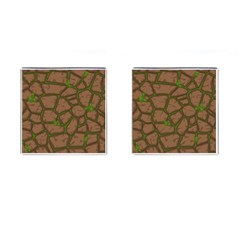 Cartoon Brown Stone Grass Seamless Background Texture Pattern Cufflinks (square) by BangZart