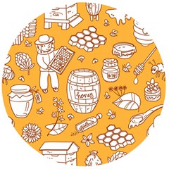 Vector Honey Element Doodle Seamless Pattern With Beehive Beeke Wooden Bottle Opener (round) by BangZart