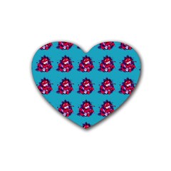 Little Devil Baby - Cute And Evil Baby Demon Rubber Coaster (heart)  by DinzDas