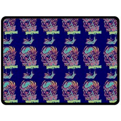 Jaw Dropping Horror Hippie Skull Fleece Blanket (large)  by DinzDas