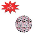 Adorable seamless cat head pattern01 1  Mini Buttons (10 pack)  Front