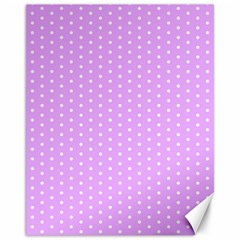 White Polka Dot Pastel Purple Background, Pink Color Vintage Dotted Pattern Canvas 11  X 14  by Casemiro