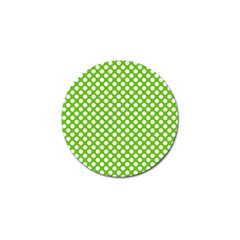 Pastel Green Lemon, White Polka Dots Pattern, Classic, Retro Style Golf Ball Marker by Casemiro