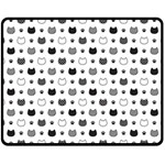 kitten head paw footprint seamless pattern 1 Double Sided Fleece Blanket (Medium)  58.8 x47.4  Blanket Front