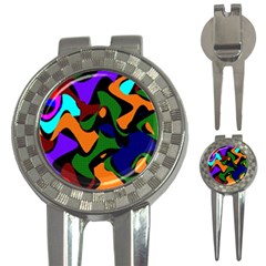 Trippy Paint Splash, Asymmetric Dotted Camo In Saturated Colors 3-in-1 Golf Divots by Casemiro