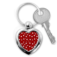 Mushroom Pattern, Red And White Dots, Circles Theme Key Chain (heart) by Casemiro
