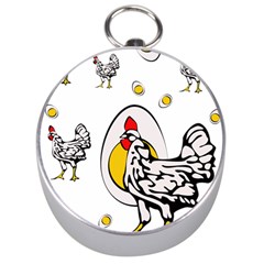 Roseanne Chicken, Retro Chickens Silver Compasses by EvgeniaEsenina