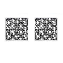 Stylized Botanical Motif Black And White Print Cufflinks (square) by dflcprintsclothing