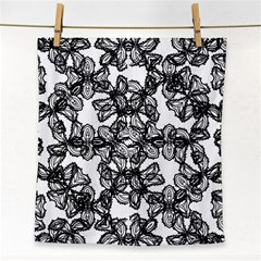 Stylized Botanical Motif Black And White Print Face Towel by dflcprintsclothing