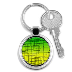 Geometrical Lines Pattern, Asymmetric Blocks Theme, Line Art Key Chain (round) by Casemiro