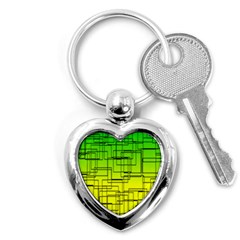 Geometrical Lines Pattern, Asymmetric Blocks Theme, Line Art Key Chain (heart) by Casemiro