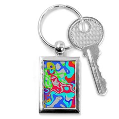 Colorful Distorted Shapes On A Grey Background                                                     Key Chain (rectangle) by LalyLauraFLM