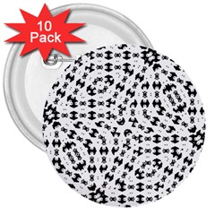 Black And White Ethnic Print 3  Buttons (10 Pack)  by dflcprintsclothing