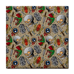 Tattoo Pattern Tile Coaster by Amaryn4rt