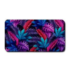 Background With Violet Blue Tropical Leaves Medium Bar Mats by Amaryn4rt