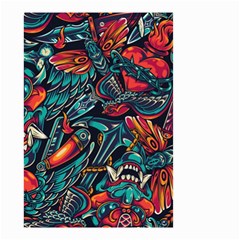 Vintage Tattoos Colorful Seamless Pattern Small Garden Flag (two Sides) by Amaryn4rt