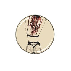 Sweetest Tease - Perfect Redhead Girl In Black Lingerie, Sensual Illustration Hat Clip Ball Marker by Casemiro