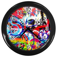 Crazy Grafitti Wall Clock (black) by essentialimage