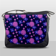 Pink And Blue Flowers Messenger Bag by bloomingvinedesign