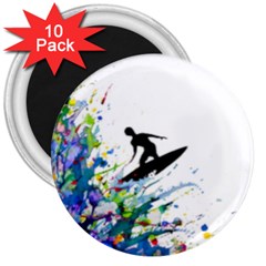 Nature Surfing 3  Magnets (10 Pack)  by Sparkle