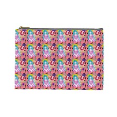 Blue Haired Girl Pattern Pink Cosmetic Bag (large) by snowwhitegirl